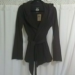 NWT Lucky Brand brown hooded cardigan- med